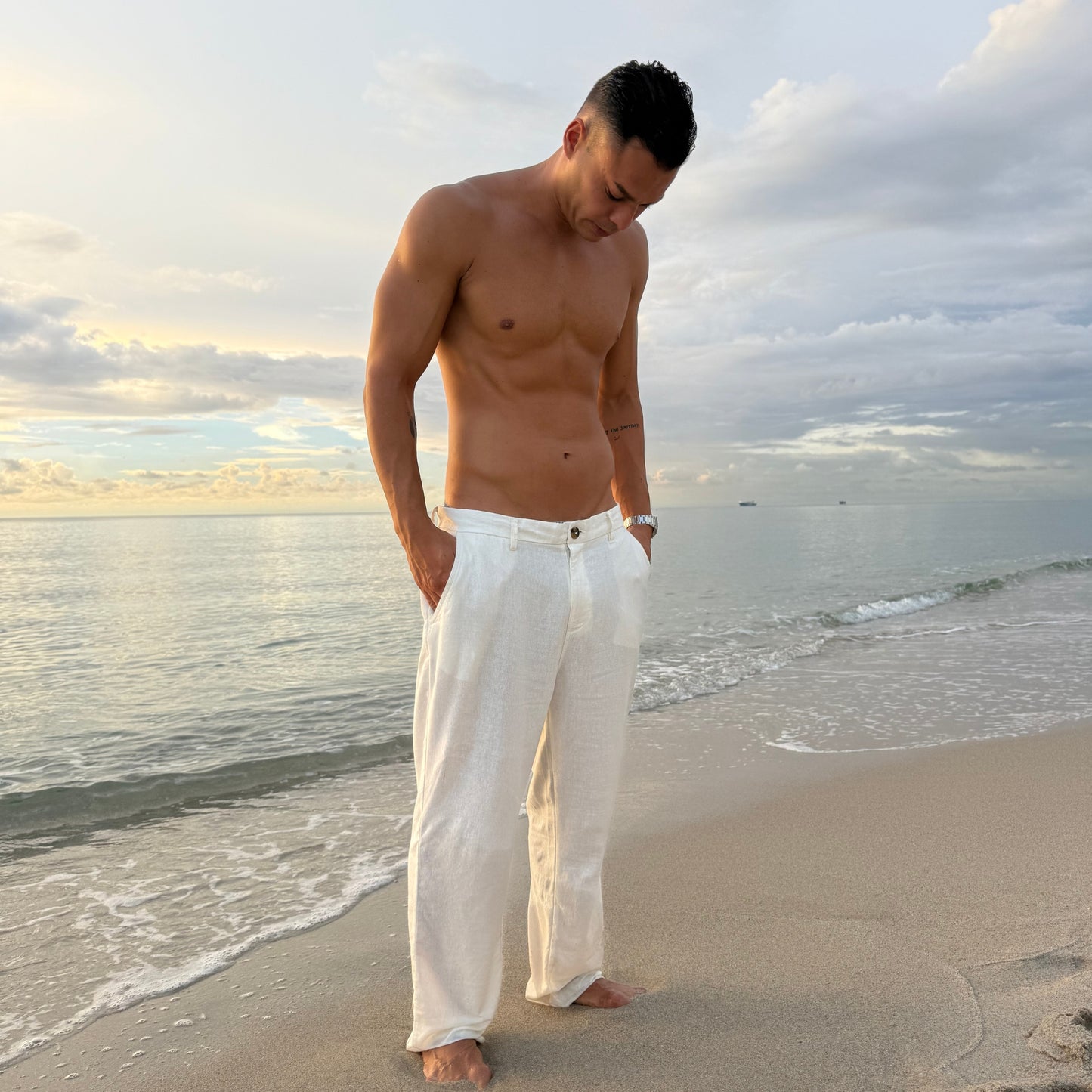 Como White Linen Trousers