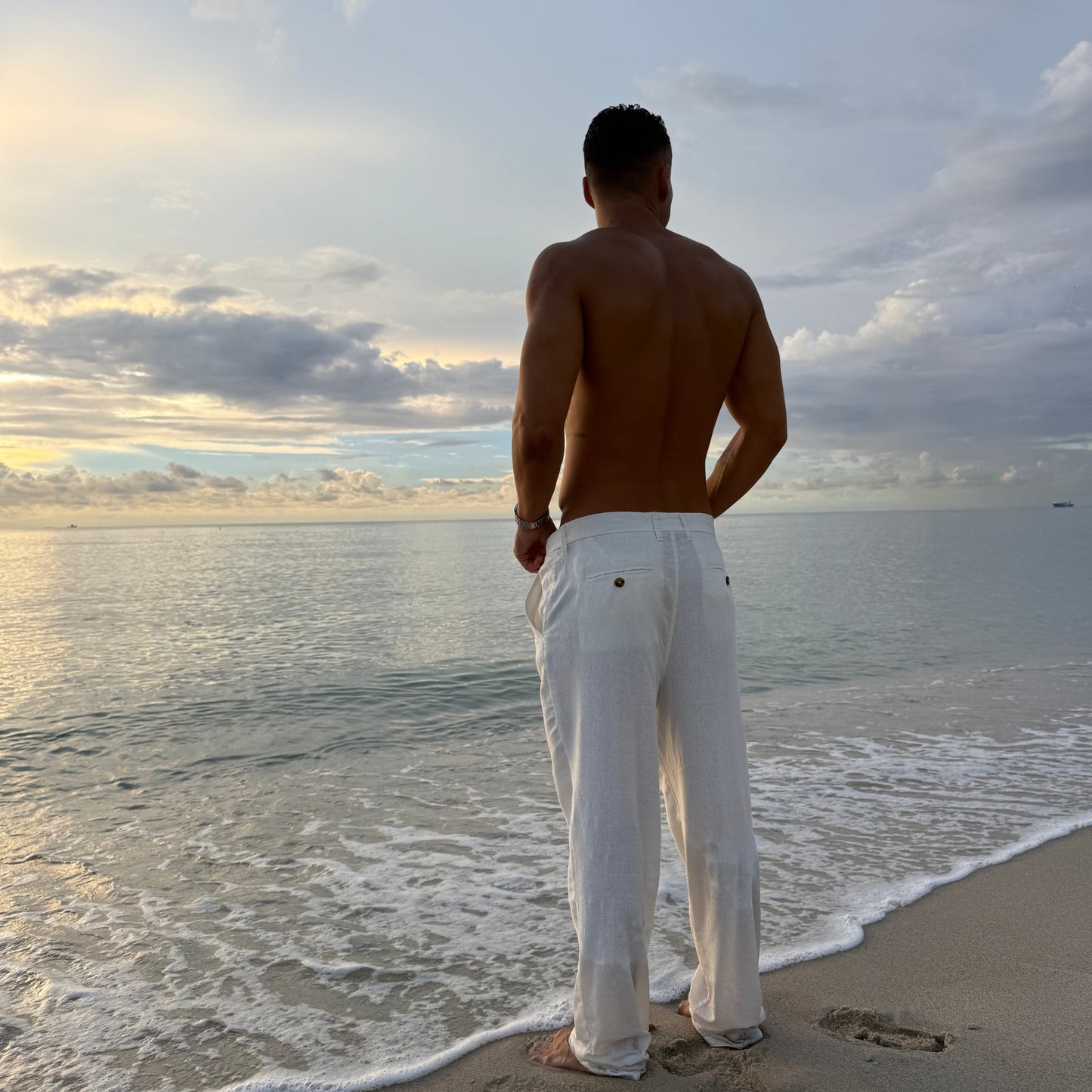 Como White Linen Trousers