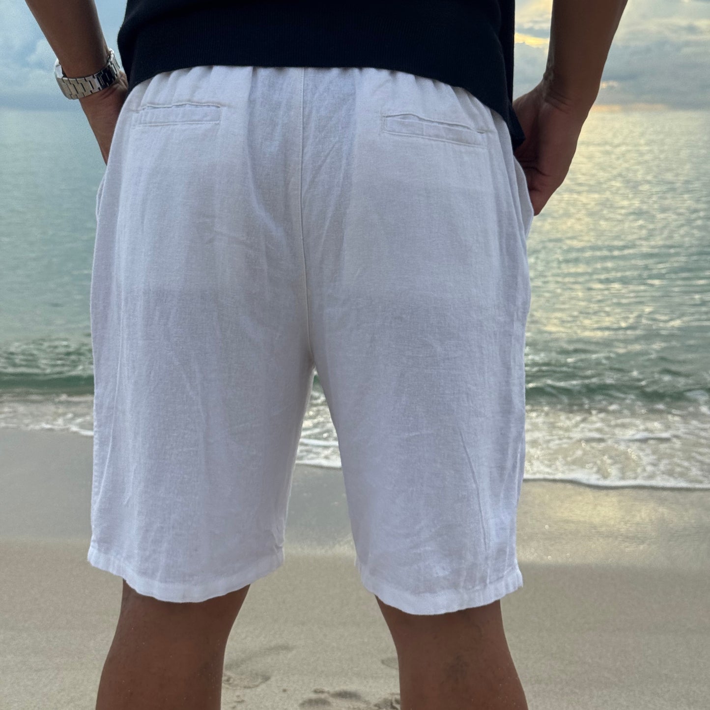 Como White Linen Shorts