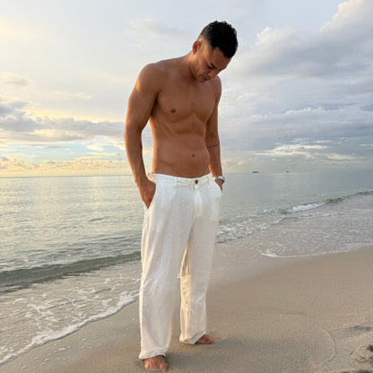 Como White Linen Trousers