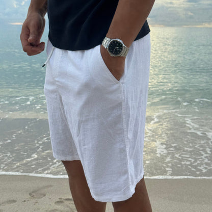 Como White Linen Shorts