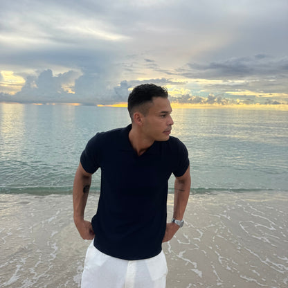 Capri Navy Knit Polo