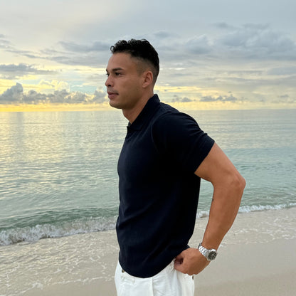 Capri Navy Knit Polo