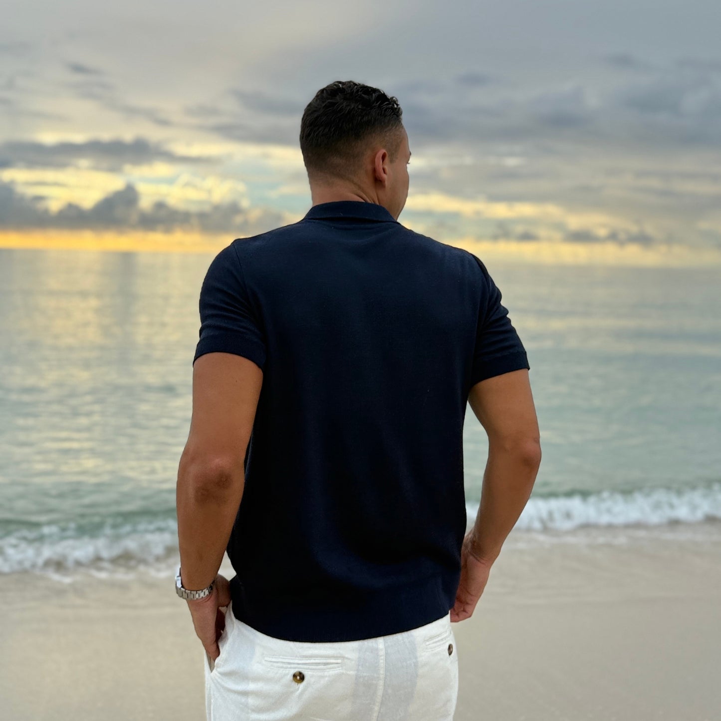Capri Navy Knit Polo