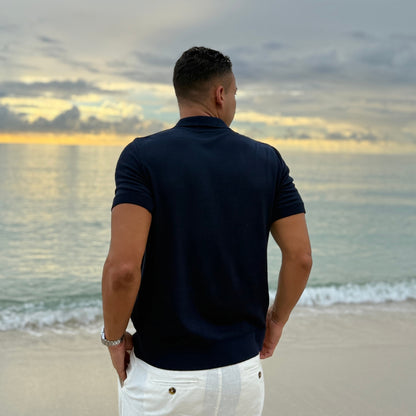 Capri Navy Knit Polo