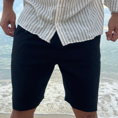 Como Black Linen Shorts
