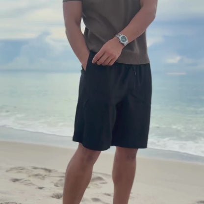 Como Black Linen Shorts