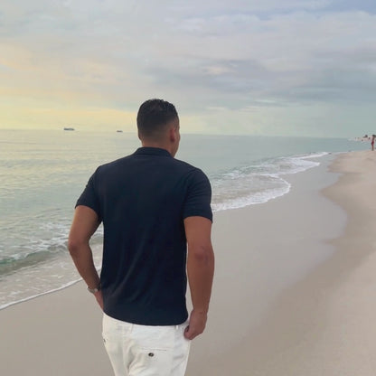 Capri Navy Knit Polo