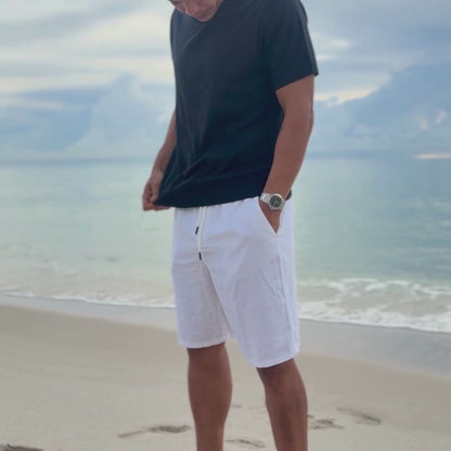 Como White Linen Shorts